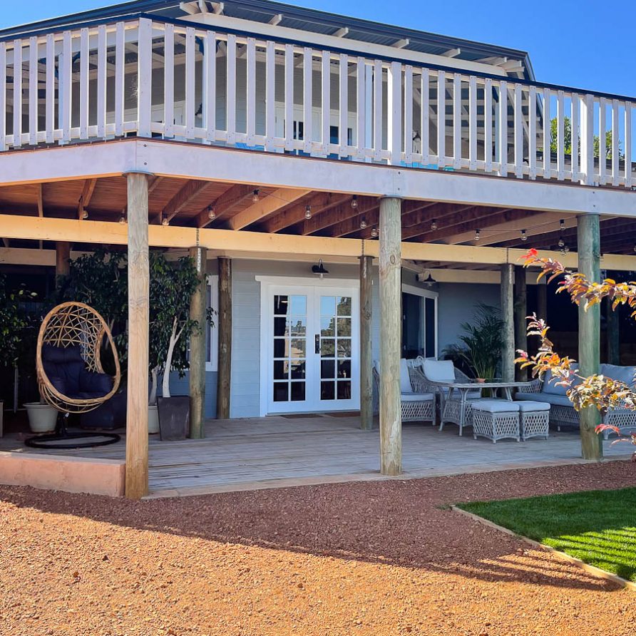 1 Riverview deck entrance airbnb accommodation Bridgetown